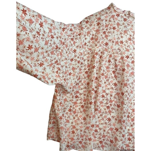 NEW Zara Floral Print Pattern Size XL Pink Ruffle Long Sleeve Blouse Top - Picture 3 of 12